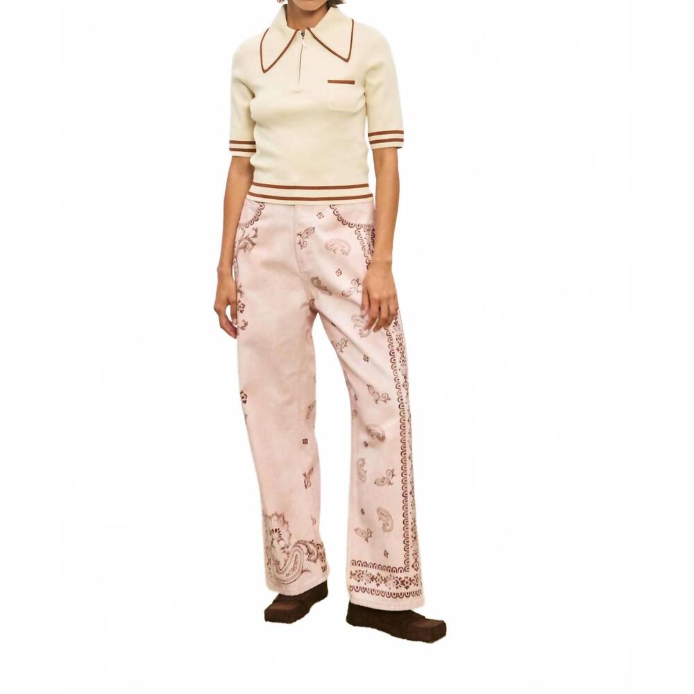 NEW ALEMAIS akia straight leg denim jeans in pink